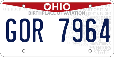OH license plate GOR7964