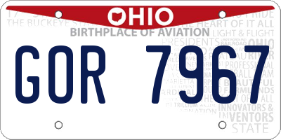 OH license plate GOR7967