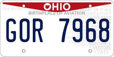 OH license plate GOR7968