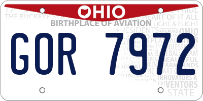 OH license plate GOR7972