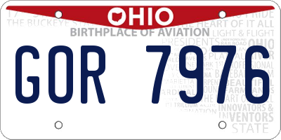 OH license plate GOR7976