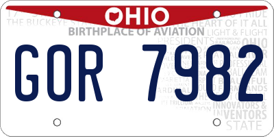 OH license plate GOR7982