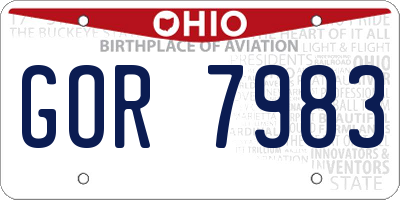 OH license plate GOR7983