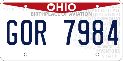 OH license plate GOR7984