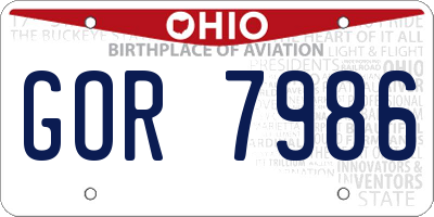 OH license plate GOR7986