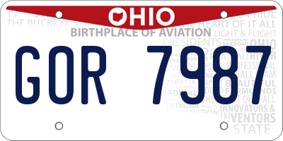 OH license plate GOR7987