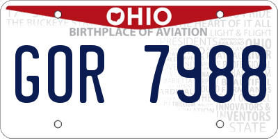 OH license plate GOR7988