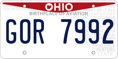 OH license plate GOR7992