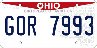 OH license plate GOR7993