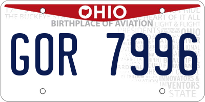 OH license plate GOR7996