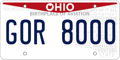OH license plate GOR8000