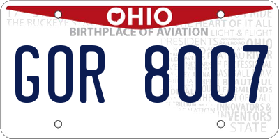 OH license plate GOR8007