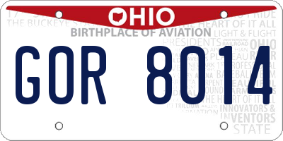 OH license plate GOR8014