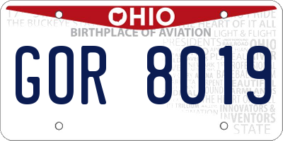 OH license plate GOR8019