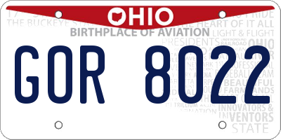 OH license plate GOR8022