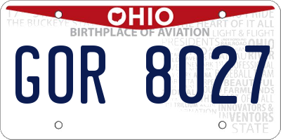 OH license plate GOR8027