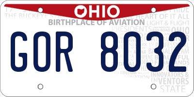 OH license plate GOR8032