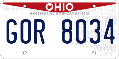 OH license plate GOR8034