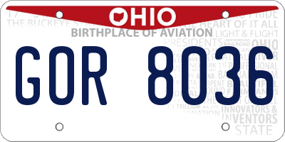 OH license plate GOR8036