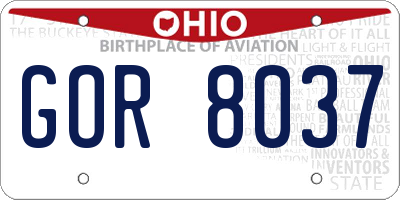 OH license plate GOR8037