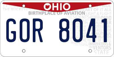 OH license plate GOR8041