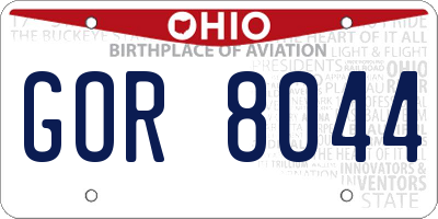 OH license plate GOR8044