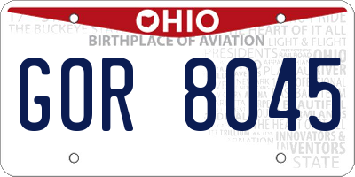 OH license plate GOR8045