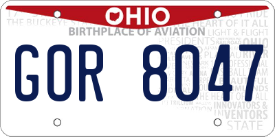 OH license plate GOR8047