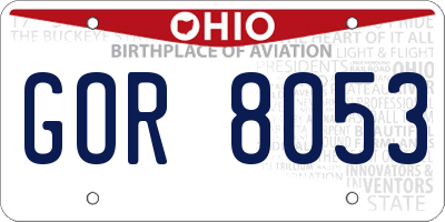 OH license plate GOR8053