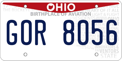 OH license plate GOR8056