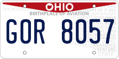 OH license plate GOR8057