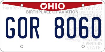 OH license plate GOR8060