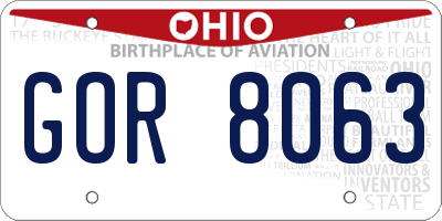 OH license plate GOR8063
