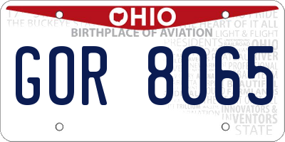 OH license plate GOR8065