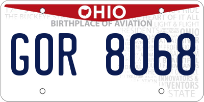 OH license plate GOR8068