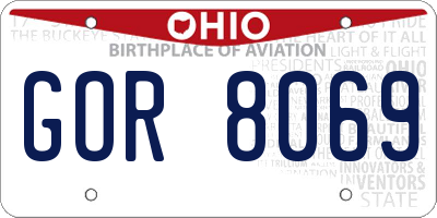 OH license plate GOR8069