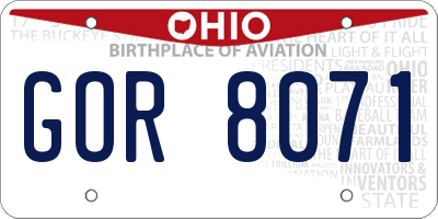 OH license plate GOR8071