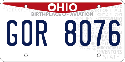 OH license plate GOR8076