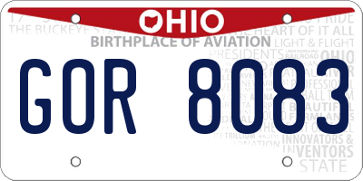 OH license plate GOR8083