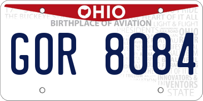 OH license plate GOR8084