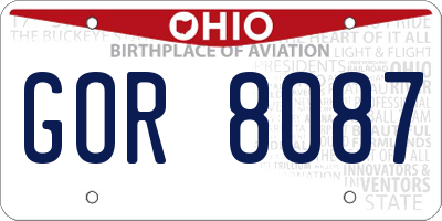 OH license plate GOR8087