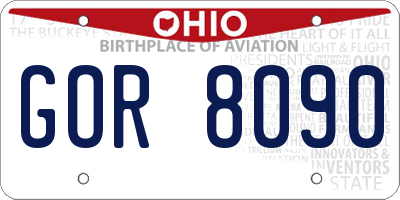 OH license plate GOR8090