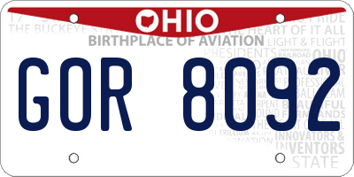 OH license plate GOR8092