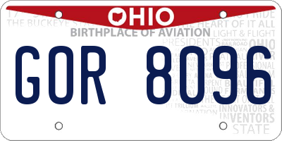 OH license plate GOR8096