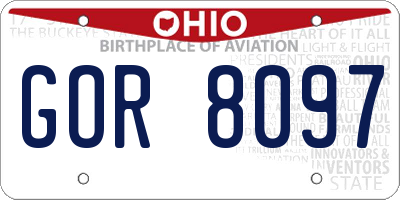 OH license plate GOR8097