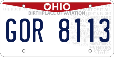 OH license plate GOR8113
