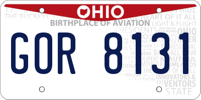 OH license plate GOR8131