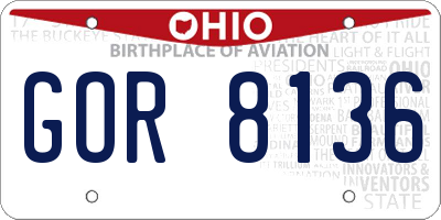 OH license plate GOR8136