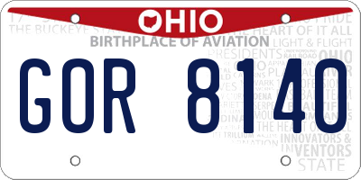 OH license plate GOR8140