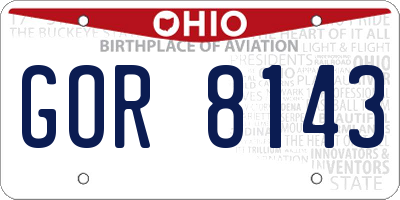 OH license plate GOR8143